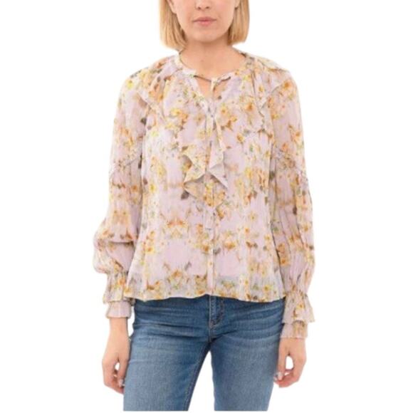 All Saints Ava Floral Top Tunic Blouse Long Sleeve Size 6 - Picture 1 of 7